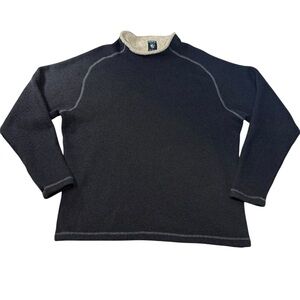 Mens Kuhl alfpaca fleece pullover Black Sweater XL black Sherpa collar
